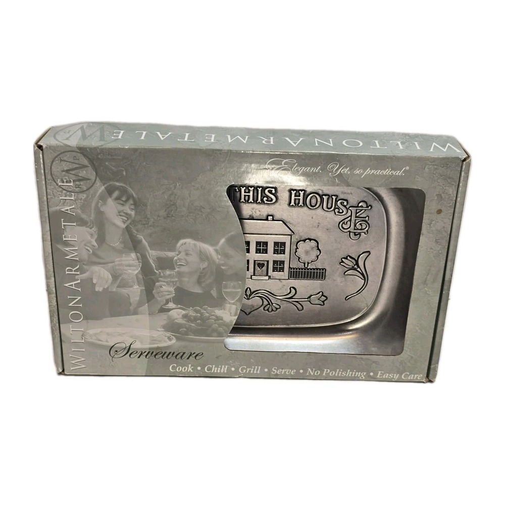 Wilton Armetale Serveware Tray "Bless This House" Pewter NIB Vintage‎ 🏡